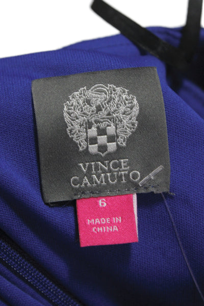 Vince Camuto Women Maxi Wrap Dress Blue V-Neck Long Sleeve Zip Size 6