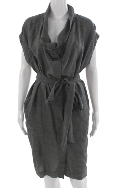 Stella McCartney Womens Kaftan Wrap Dress Dark Gray Knee Length Size 38