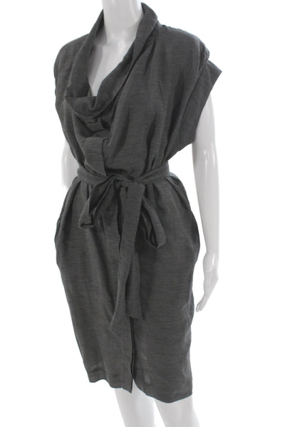 Stella McCartney Womens Kaftan Wrap Dress Dark Gray Knee Length Size 38