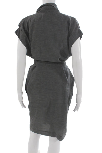 Stella McCartney Womens Kaftan Wrap Dress Dark Gray Knee Length Size 38