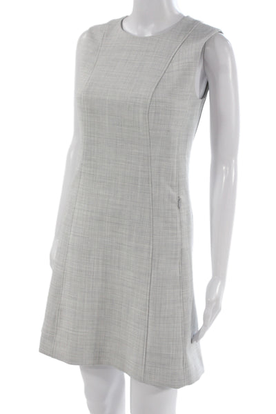Theory Womens Sleeveless A-Line Shift Dress Gray Round Neck Hook & Eye Size 0