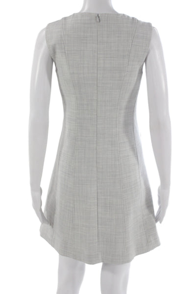 Theory Womens Sleeveless A-Line Shift Dress Gray Round Neck Hook & Eye Size 0