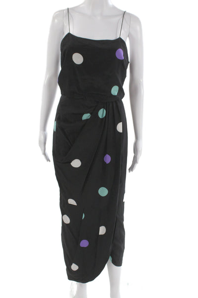 Derek Lam 10 Crosby Women Slip Dress Black Polka Dot Midi Sleeveless Size 4