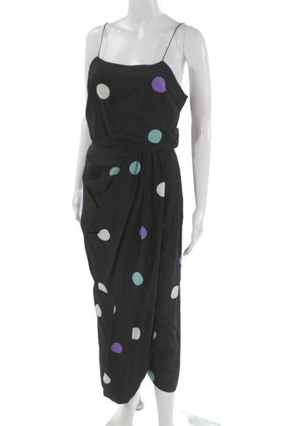 Derek Lam 10 Crosby Women Slip Dress Black Polka Dot Midi Sleeveless Size 4