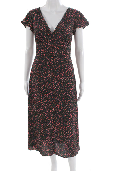 BB Dakota Women A-Line Wrap Dress Black V-Neck Short Sleeve Size 2