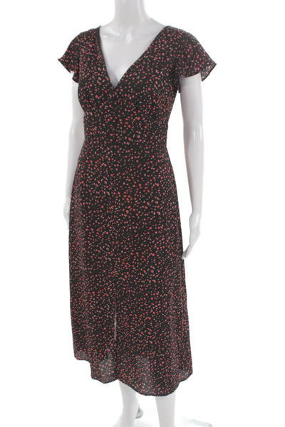 BB Dakota Women A-Line Wrap Dress Black V-Neck Short Sleeve Size 2