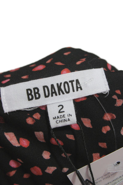 BB Dakota Women A-Line Wrap Dress Black V-Neck Short Sleeve Size 2