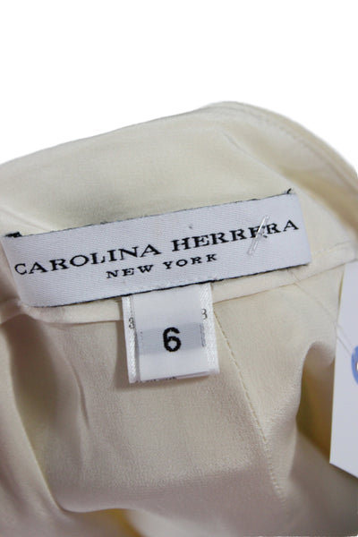 Carolina Herrera Women Beige Graphic Pencil Mini Skirt Cotton Polyester Size 6