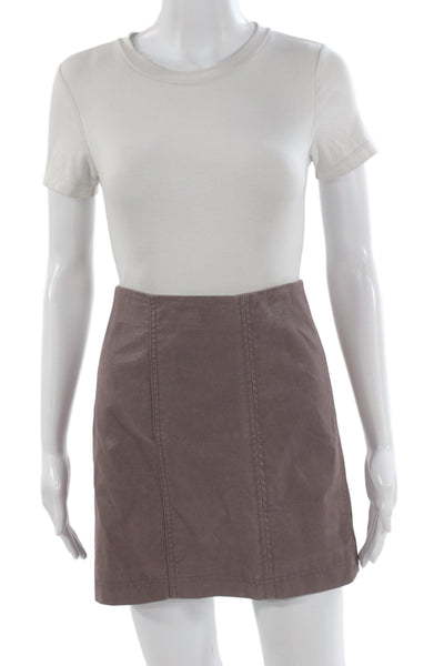 Free People Womens Mini Straight Pencil Skirt Brown Rayon Size 6