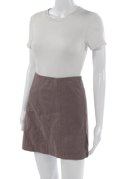 Free People Womens Mini Straight Pencil Skirt Brown Rayon Size 6