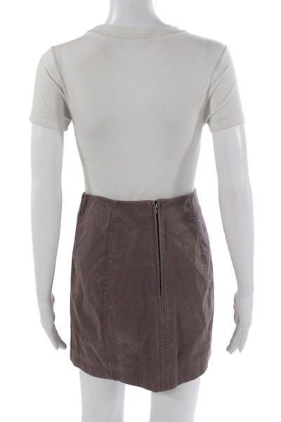 Free People Womens Mini Straight Pencil Skirt Brown Rayon Size 6