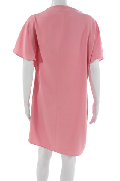Trina Turk Womens Pink Short Sleeve Shift Dress Knee Length Size M