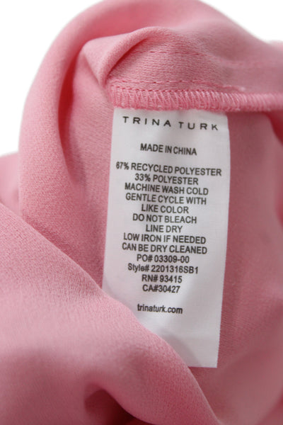 Trina Turk Womens Pink Short Sleeve Shift Dress Knee Length Size M
