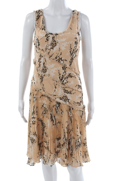 Jason Wu Womens Tank Dress Beige Floral Sleeveless Mini 100% Polyester Size 6