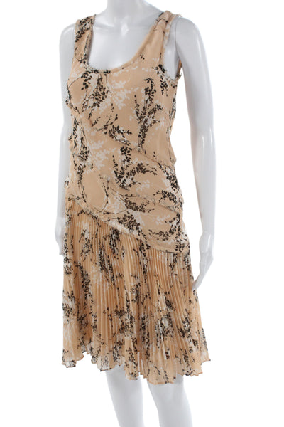Jason Wu Womens Tank Dress Beige Floral Sleeveless Mini 100% Polyester Size 6