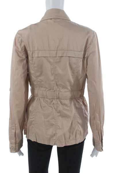 Calvin Klein Women Beige Cotton Anorak Windbreaker Button Collared Size S