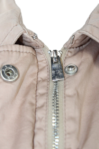 Calvin Klein Women Beige Cotton Anorak Windbreaker Button Collared Size S