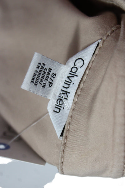Calvin Klein Women Beige Cotton Anorak Windbreaker Button Collared Size S
