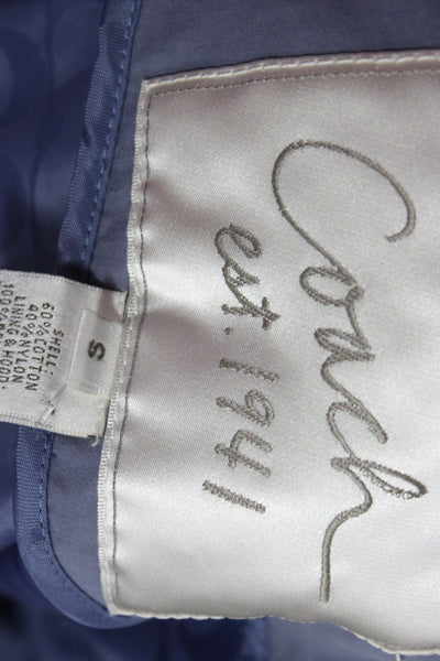 Coach Womens Blue Anorak Windbreaker Jacket High Neck Button Nylon Size S