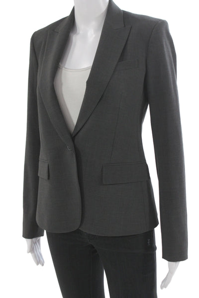 Theory Unisex Dark Gray Classic Wool Blend Blazer Size 2