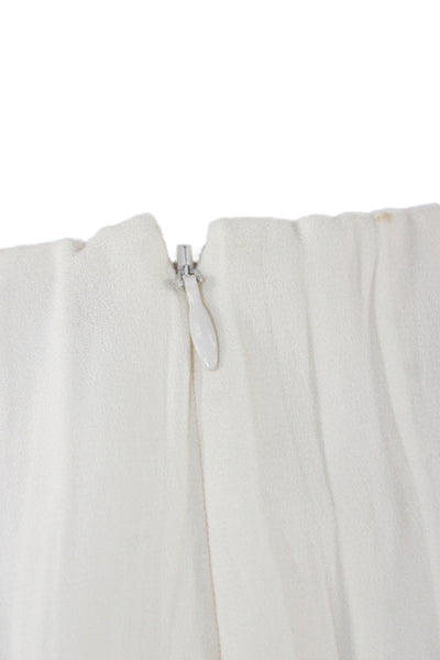 Altuzarra Women White Round Neck Zip Short Sleeve Blouse Size 38