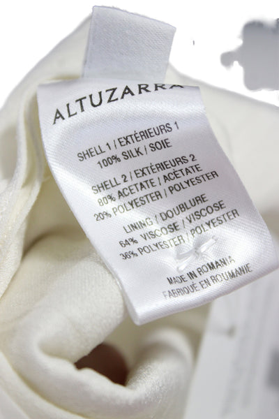 Altuzarra Women White Round Neck Zip Short Sleeve Blouse Size 38