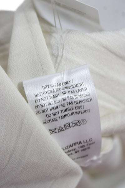 Altuzarra Women White Round Neck Zip Short Sleeve Blouse Size 38