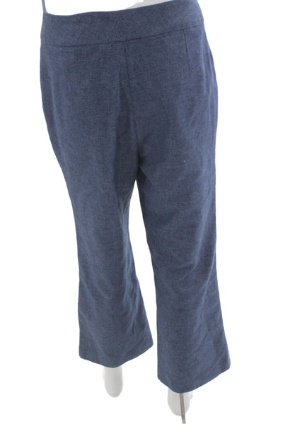 Shannon Mclean Womens Cropped Dress Pants Blue Cotton Linen Zip 24in Size M