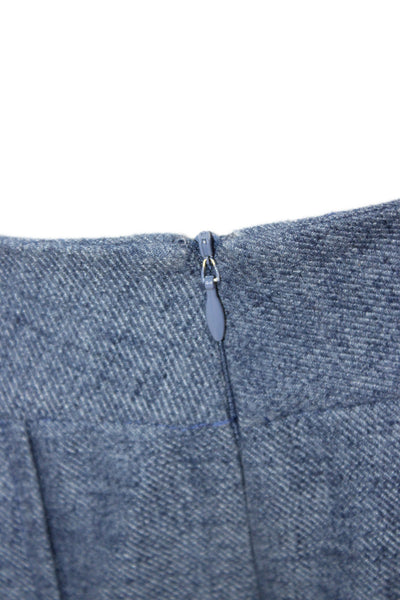 Shannon Mclean Womens Cropped Dress Pants Blue Cotton Linen Zip 24in Size M