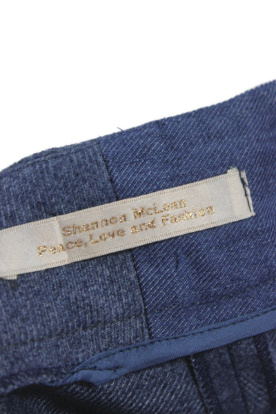 Shannon Mclean Womens Cropped Dress Pants Blue Cotton Linen Zip 24in Size M