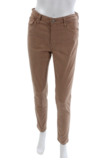 AG Adriano Goldschmied Women Ankle Chino Pants Brown Cotton Modal Blend Size 28