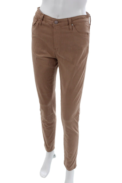AG Adriano Goldschmied Women Ankle Chino Pants Brown Cotton Modal Blend Size 28