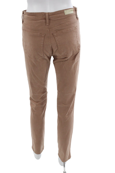 AG Adriano Goldschmied Women Ankle Chino Pants Brown Cotton Modal Blend Size 28