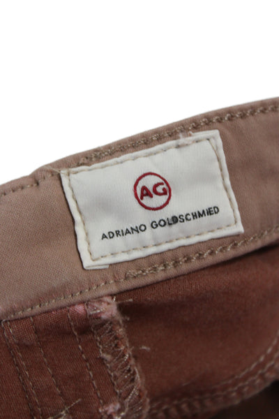 AG Adriano Goldschmied Women Ankle Chino Pants Brown Cotton Modal Blend Size 28