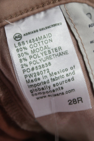 AG Adriano Goldschmied Women Ankle Chino Pants Brown Cotton Modal Blend Size 28