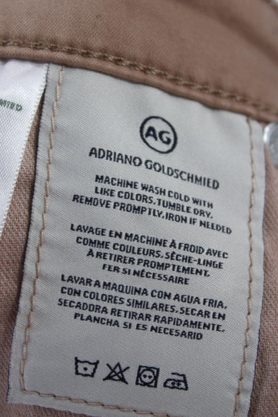 AG Adriano Goldschmied Women Ankle Chino Pants Brown Cotton Modal Blend Size 28