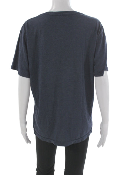 Banana Republic Mens Dark Blue V-Neck Short Sleeve T-Shirt Cotton Blend Size L