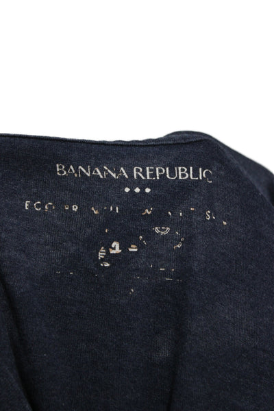Banana Republic Mens Dark Blue V-Neck Short Sleeve T-Shirt Cotton Blend Size L