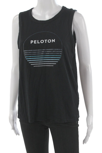 Peloton Womens Cotton Round Neck Sleeveless Tank Black Size XS