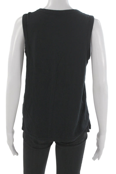 Peloton Womens Cotton Round Neck Sleeveless Tank Black Size XS
