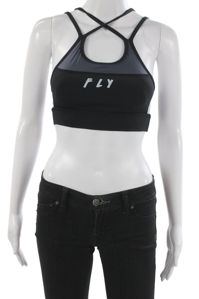 ALALA Polyester Cross Double Straps Sports Bra Black Size XS