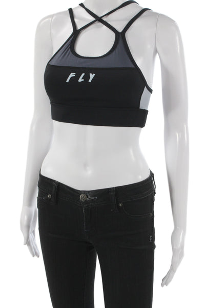 ALALA Polyester Cross Double Straps Sports Bra Black Size XS
