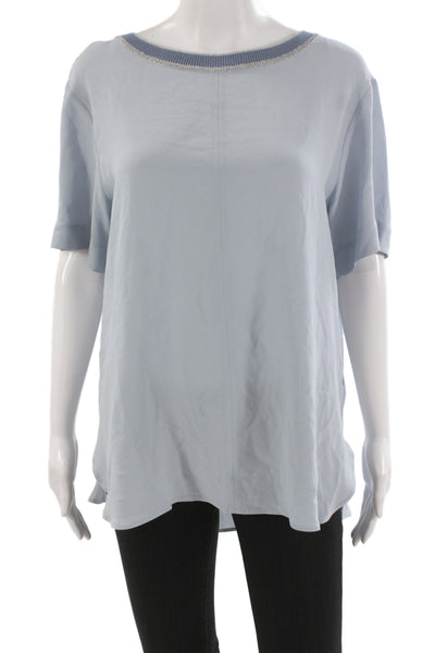 Jennifer Tattanelli Women Light Blue Basic Blouse Short Sleeve Size 16