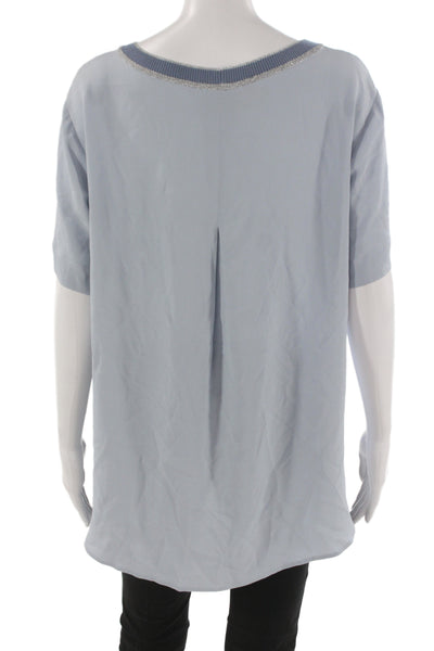 Jennifer Tattanelli Women Light Blue Basic Blouse Short Sleeve Size 16