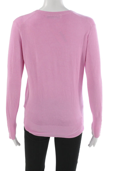 Zara Unisex Pink Crewneck Pullover Sweater Button Long Sleeve Size M