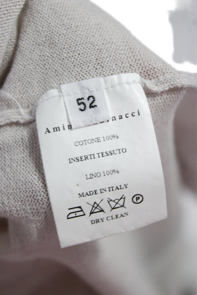 Amina Rubinacci Women Tunic Button-Up Beige Cotton Long Sleeve Size 52