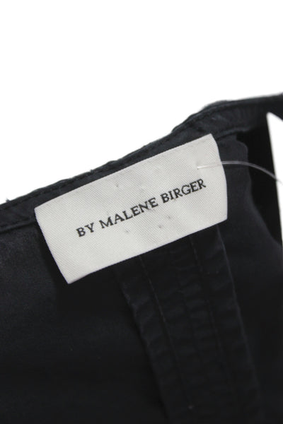 Malene Birger Women Kaftan Dress Black Cotton V-neck 3/4 Sleeve Size XL