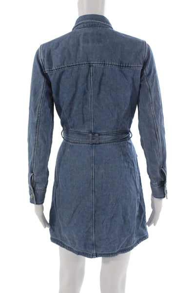 Rails Women Shirt Dress Blue Collared Long Sleeve Button Front Petite Size XS