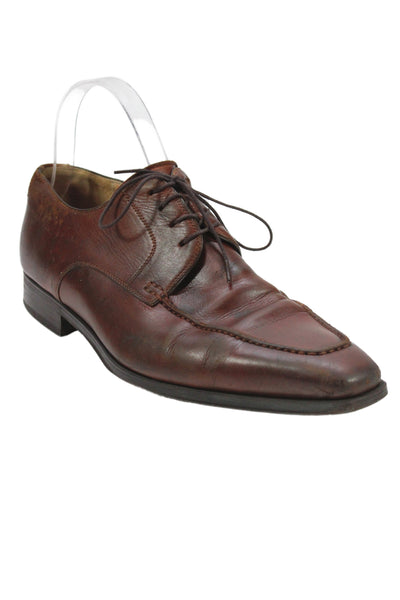 Magnanni Mens Leather Lace Up Oxford Dress Shoes Brown Size 7.5 Medium