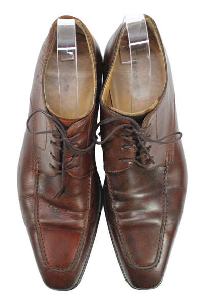 Magnanni Mens Leather Lace Up Oxford Dress Shoes Brown Size 7.5 Medium